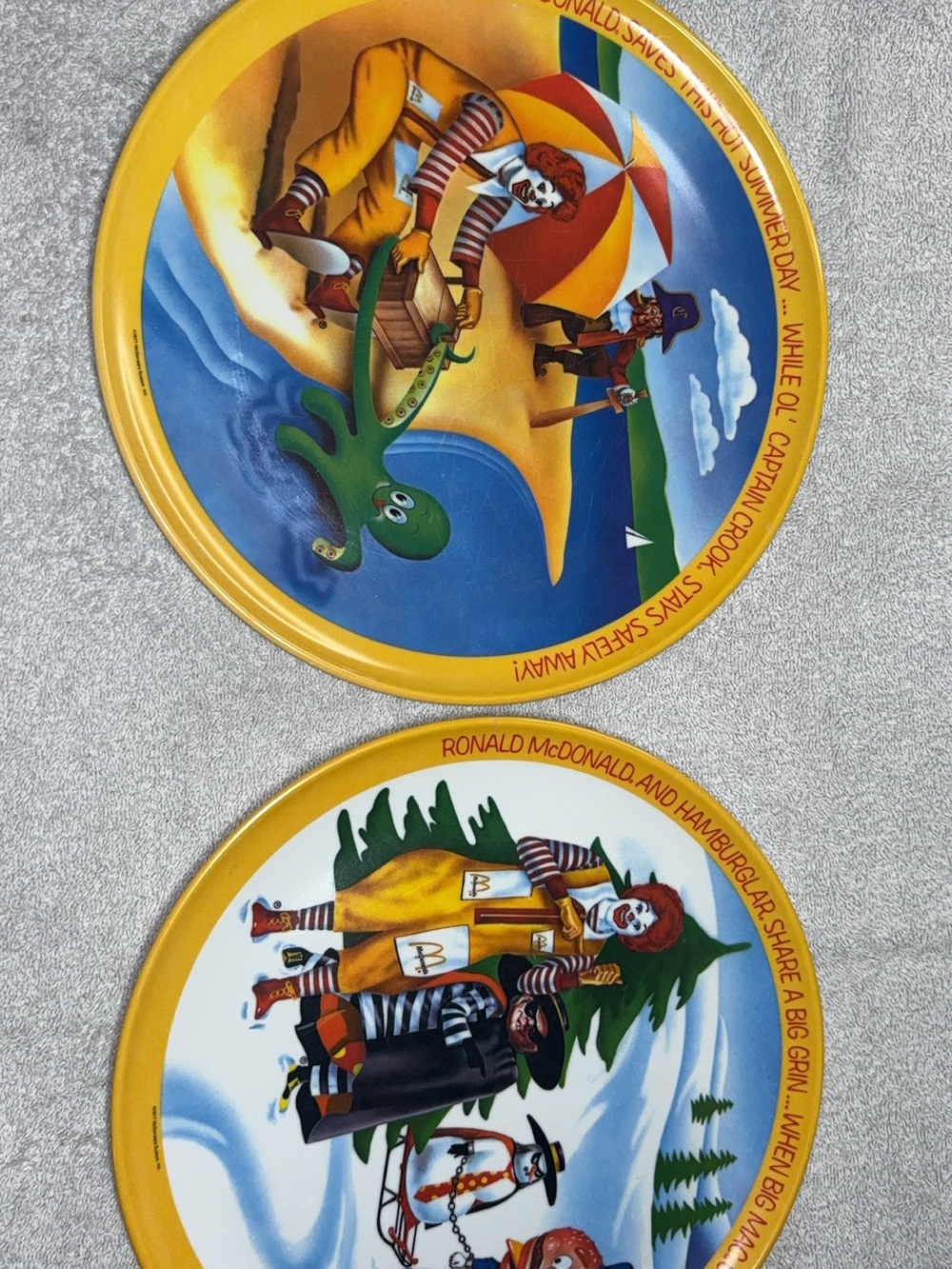 McDonald's Yellow and Blue Ronald McDonald Decorative Plates